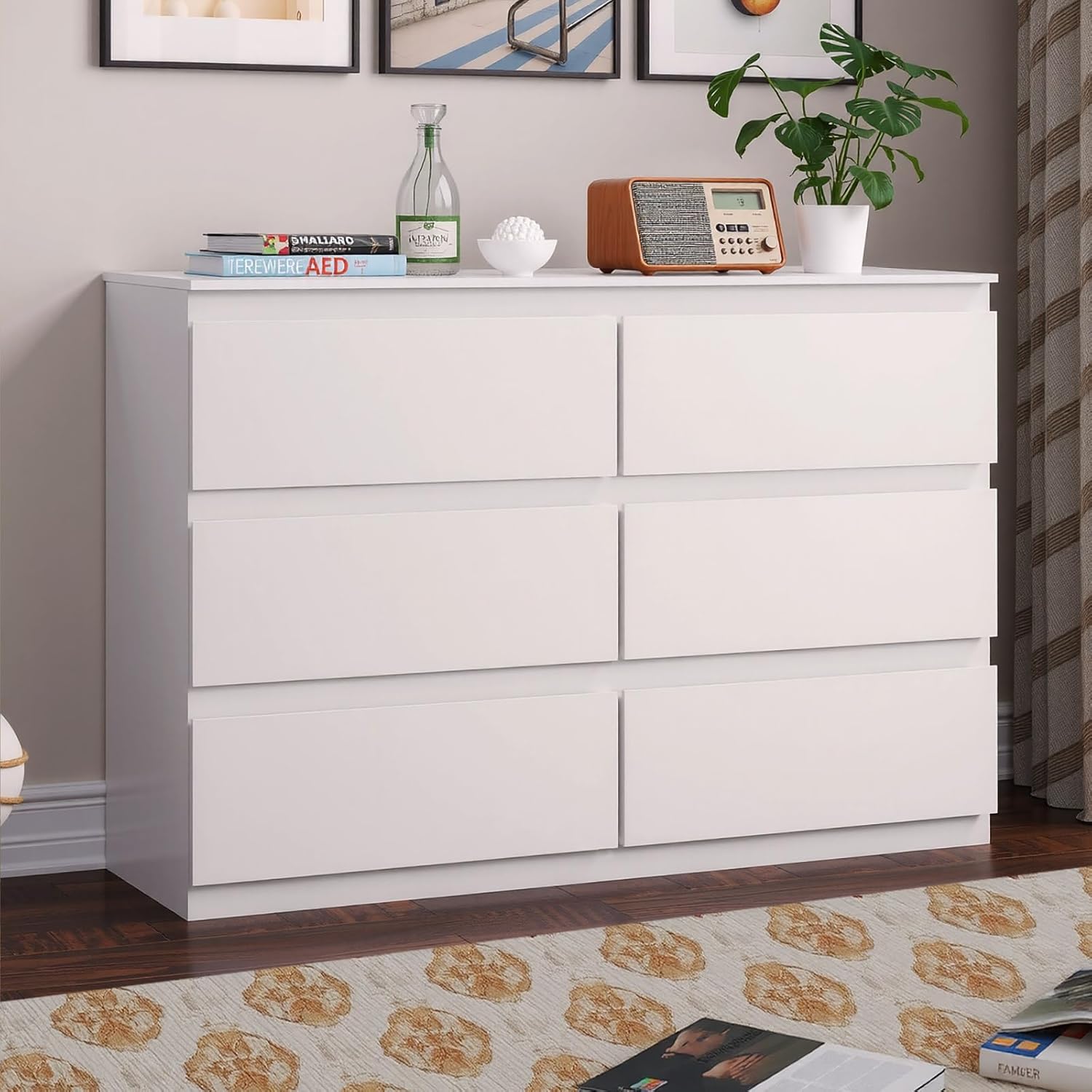 Drawer Dresser White - 침실, 거실 및 현관용 흰색 원목