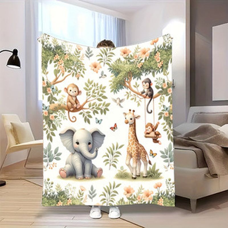 Baby Nursery Giraffe - VIKAMA 수채화 정글 동물 아기 담요