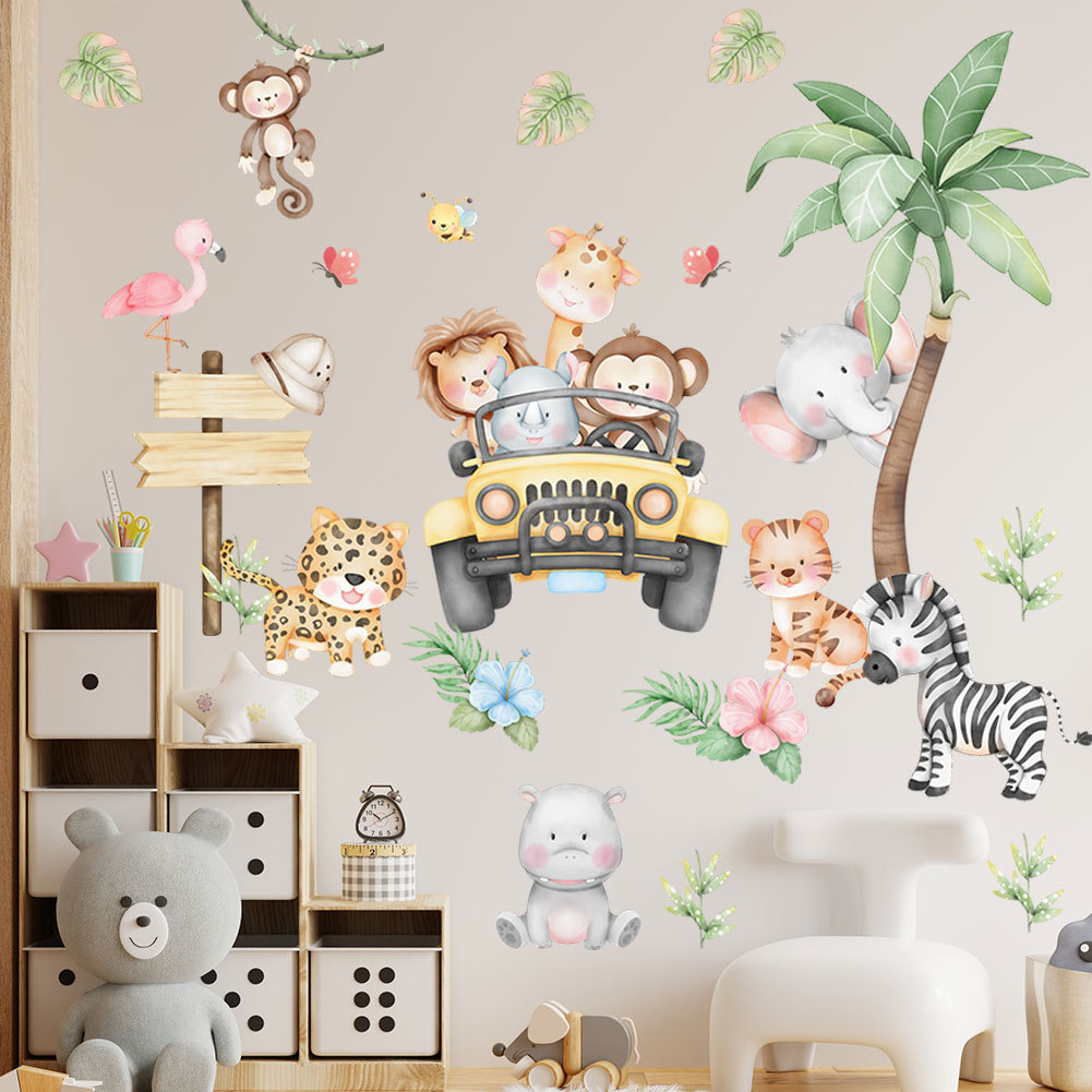Baby Zoo Nursery - 아이 방 만화 코끼리 기린 나무