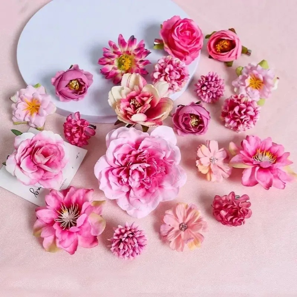 Baby Nursery Decor Ideas - 3/21Pcs 인공 장미 꽃 머리 가짜