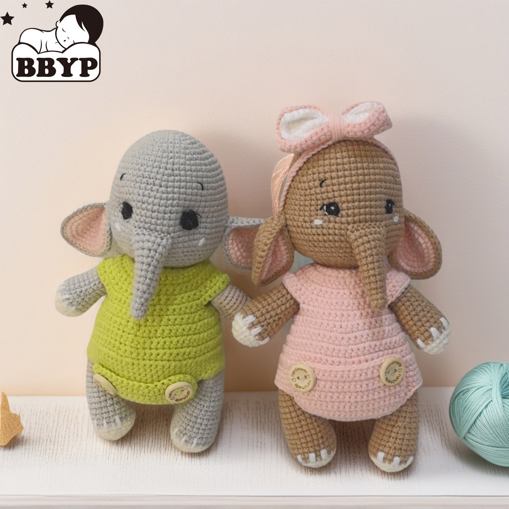 Baby Nursery Diy - 수제 크로셰 코끼리 커플 플러시 장난감