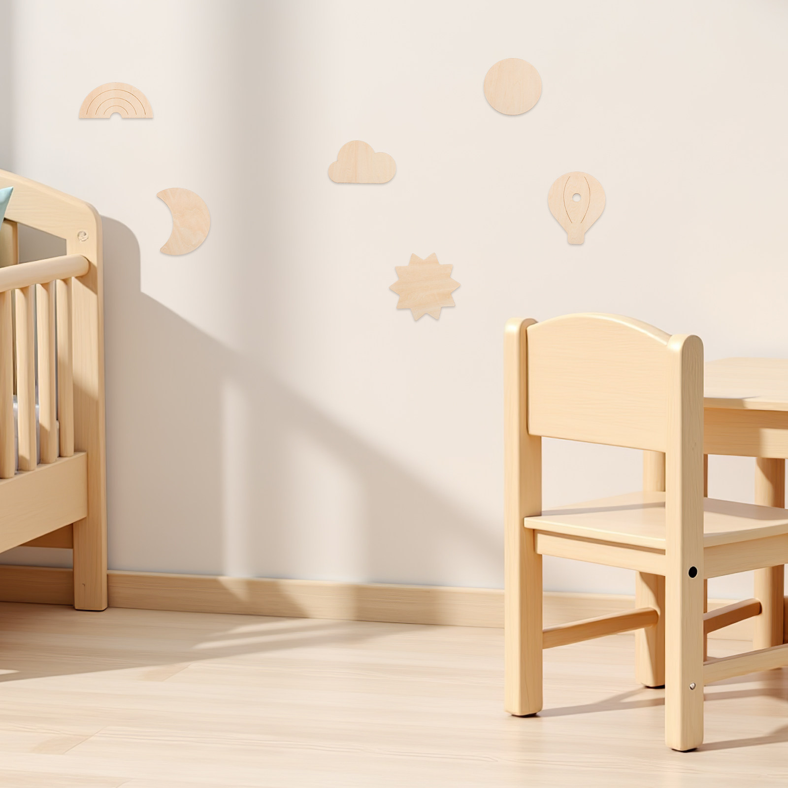 Baby Nursery Hot Air Balloon Theme - 6개 나무 벽 스티커 하늘 테마