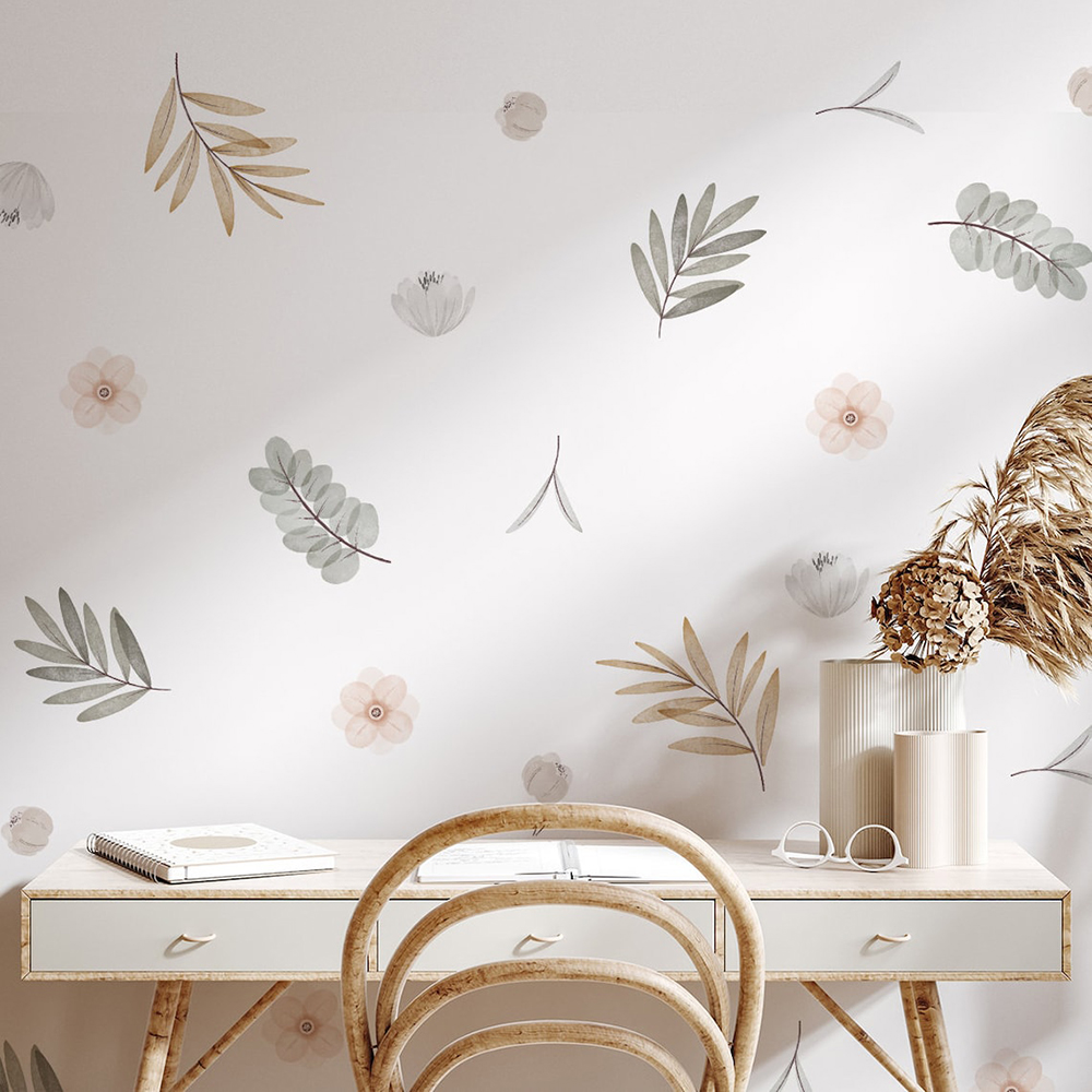 Baby Nursery Diy - Boho 잎 식물 DIY 벽 데칼