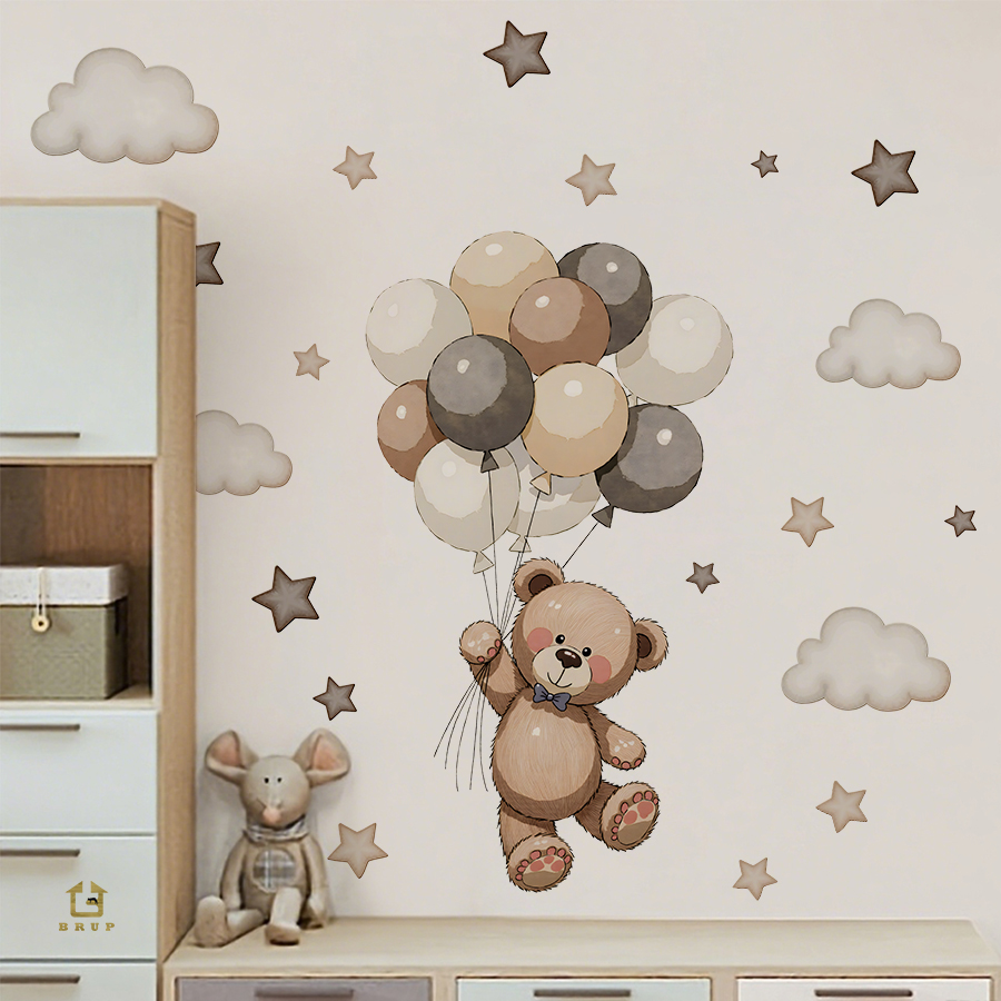 Baby Nursery Ideas - 사랑스러운 테디 베어 벽 데칼, 풍선,