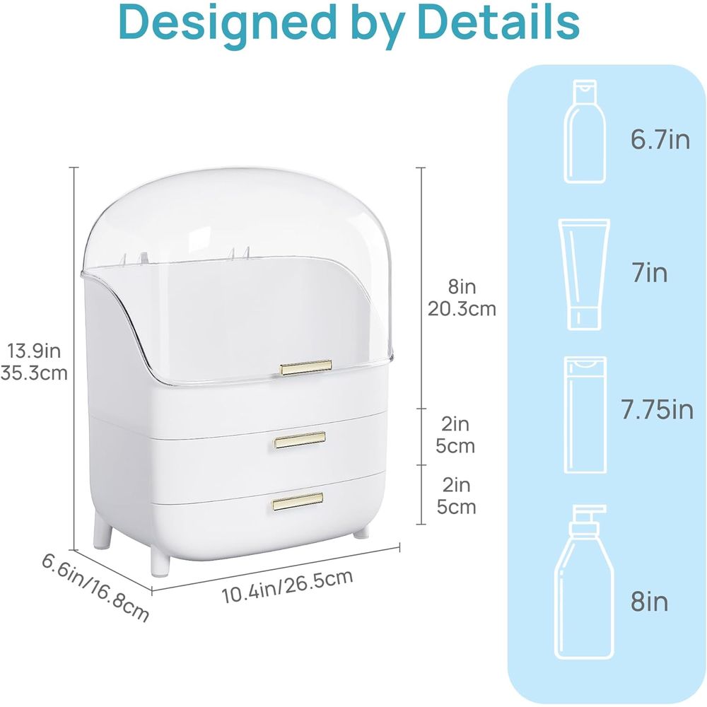 3단 서랍과 뚜껑이 있는 화장품 정리함, 화이트 |   - Drawer Dresser White 리뷰 및 가격