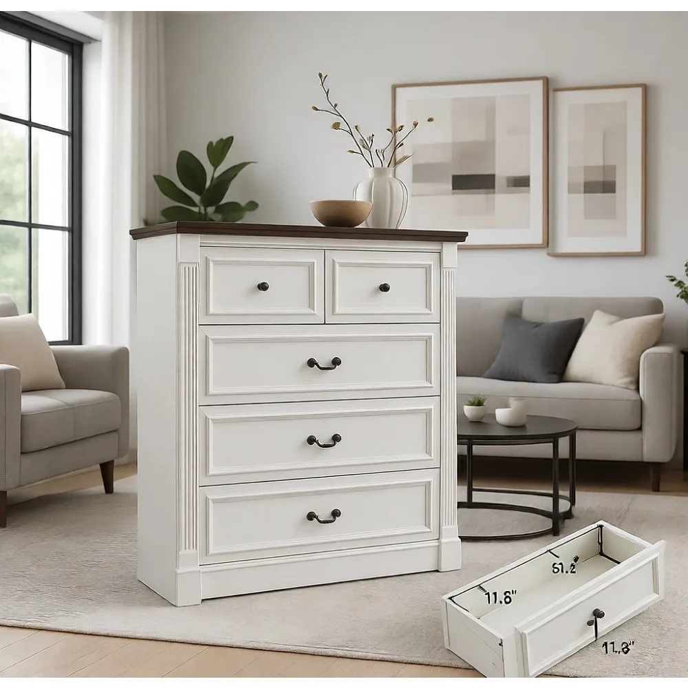 로마 기둥 디자인의 5단 서랍 침실용 서랍장, 다양한  - Drawer Dresser White 리뷰 및 가격