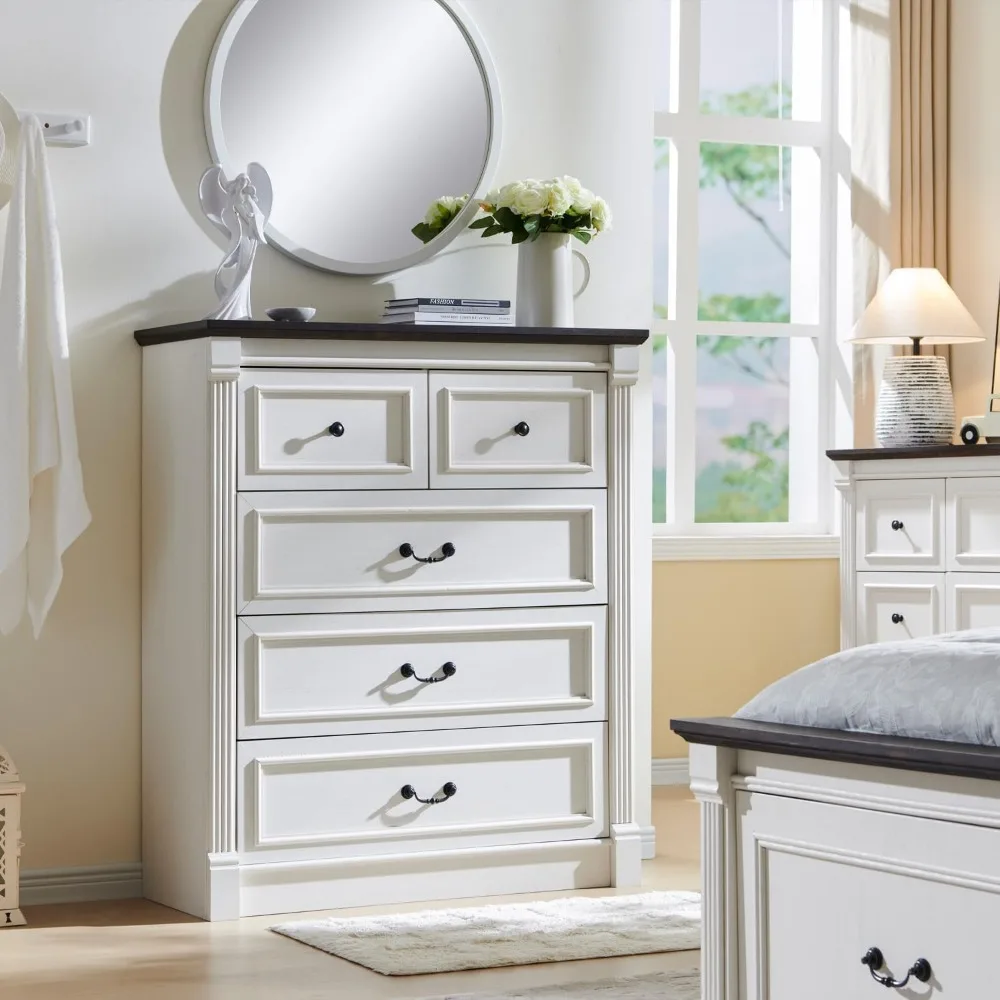 로마 기둥 디자인의 5단 서랍 침실용 서랍장, 다양한  - Drawer Dresser White 리뷰 및 가격