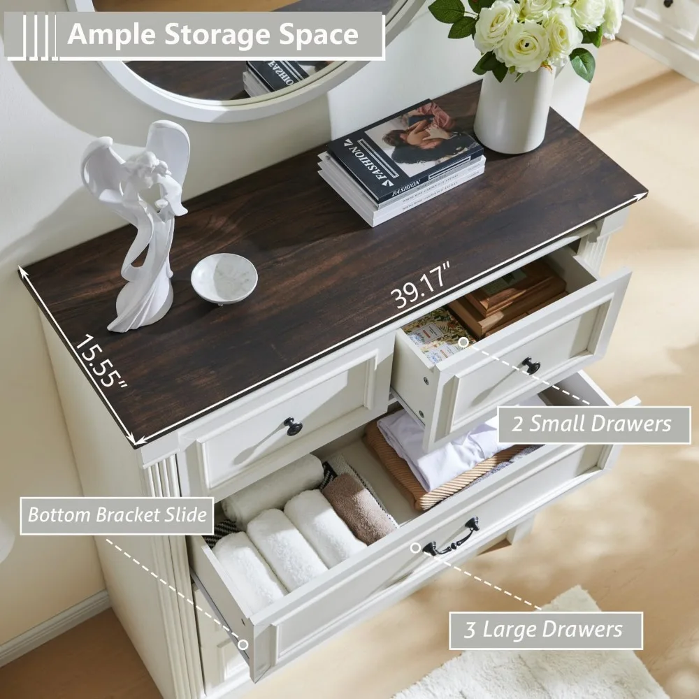 로마 기둥 디자인의 5단 서랍 침실용 서랍장, 다양한  - Drawer Dresser White 리뷰 및 가격