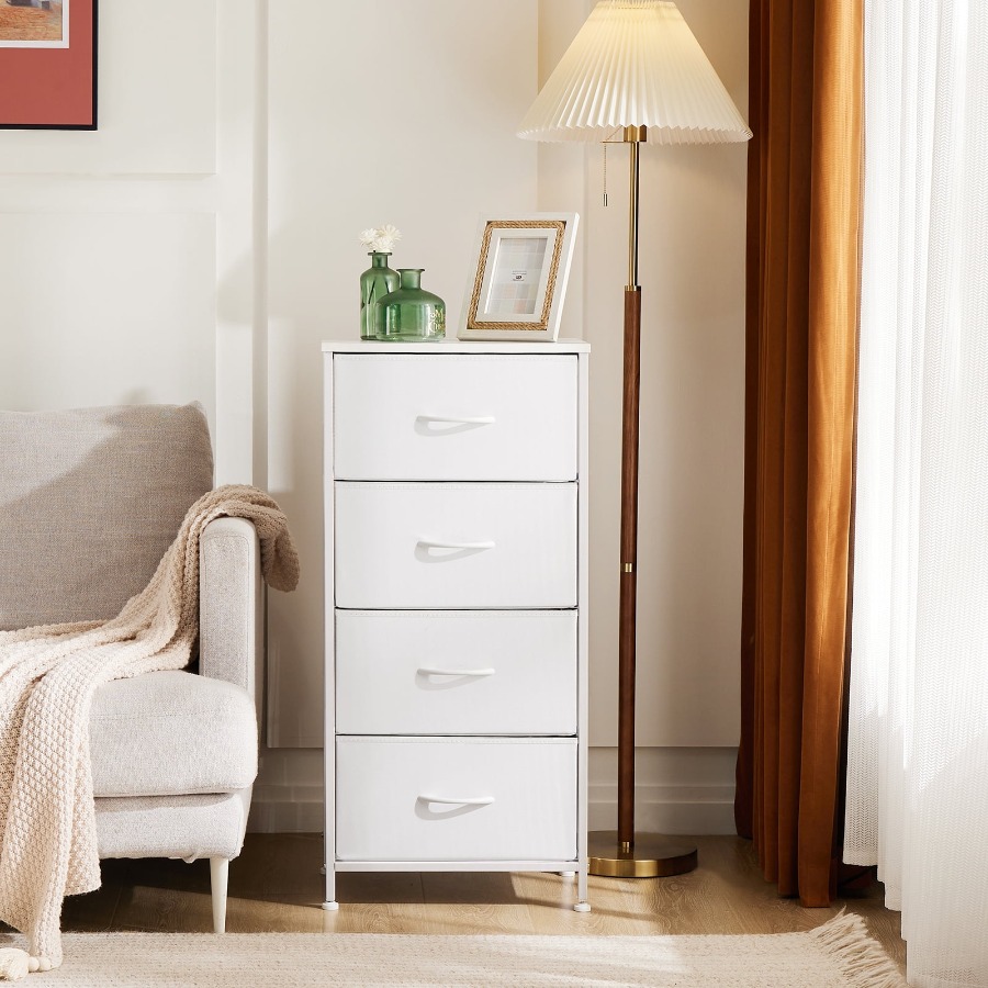 4단 서랍형 패브릭 드레서 수납장, 침실 옷장 수납 가 - Drawer Dresser White 리뷰 및 가격