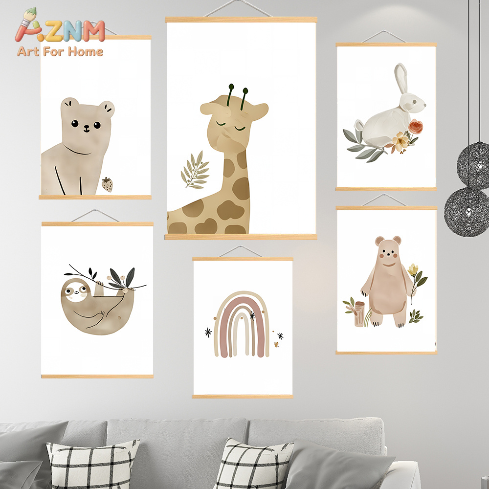 AZNM 중립 보헤미안 사파리 동물 캔버스 벽 예술 기 - Baby Nursery Giraffe 리뷰 및 가격