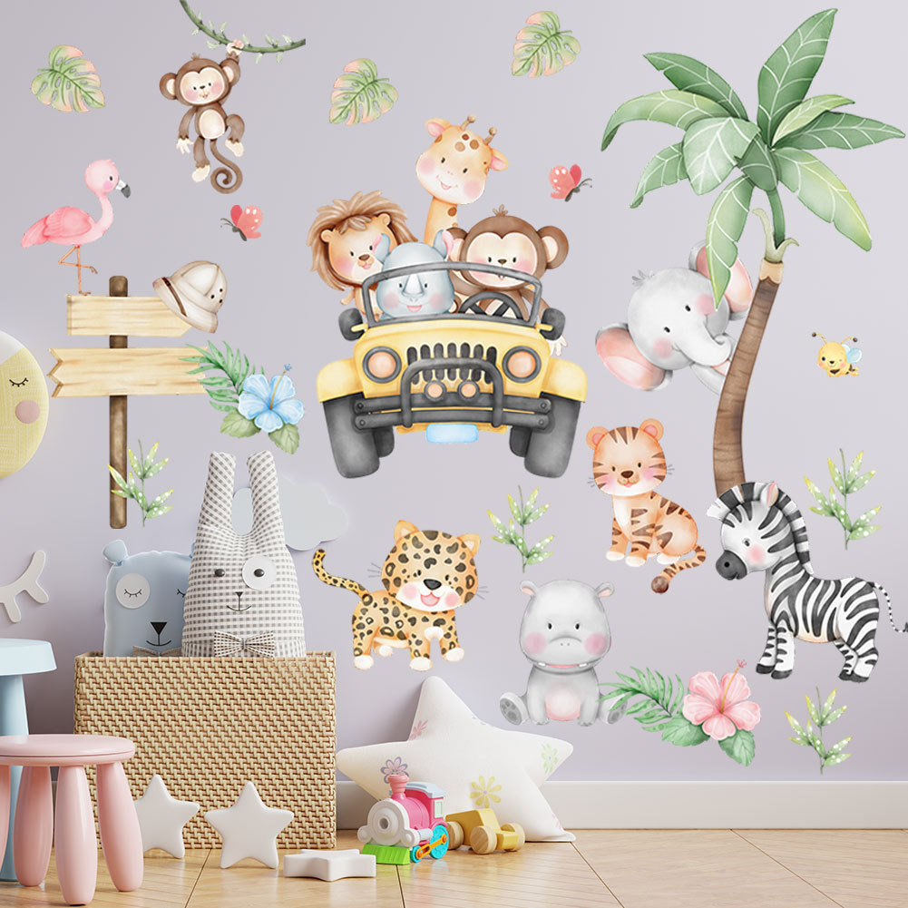 아이 방 만화 코끼리 기린 나무 벽 스티커 자가 접착  - Baby Zoo Nursery 리뷰 및 가격