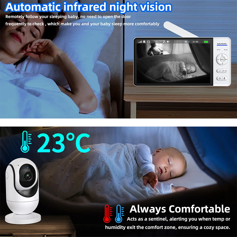 와이파이 없음 7인치 베이비 모니터 양방향 오디오 야간 - Wearable Baby Monitor 리뷰 및 가격