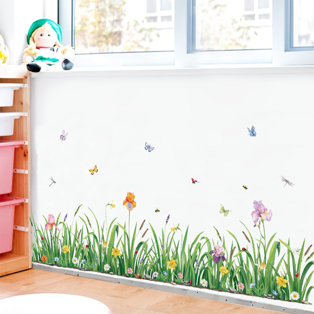 녹색 잔디 꽃 보라더 벽 스티커 아기 보육 어린이 방  - Baby Nursery Plants 리뷰 및 가격