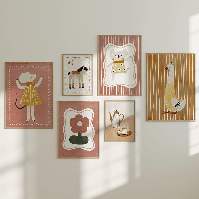 마우스 거위 말 코알라 커피 꽃 포스터 벽 예술 캔버스 - Baby Nursery Images 리뷰 및 가격