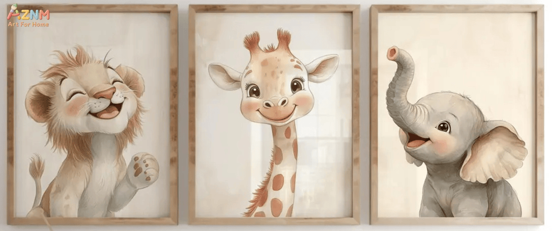 [2D 플랫]1/3개 캔버스 포스터(프레임 없음!!!) - Baby Nursery Giraffe 리뷰 및 가격