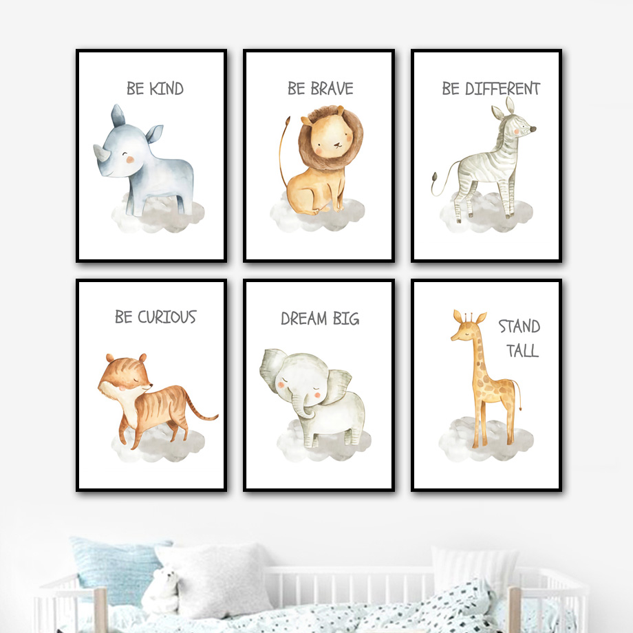 보육 벽 아트 캔버스 회화 사자 코끼리 기린 얼룩말 호 - Baby Nursery Giraffe 리뷰 및 가격