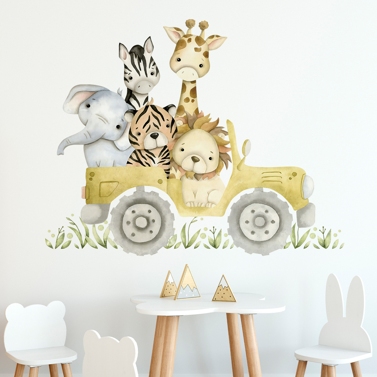 아기용 귀여운 동물 드라이브 지프 벽 스티커, 만화 사 - Baby Nursery Giraffe 리뷰 및 가격