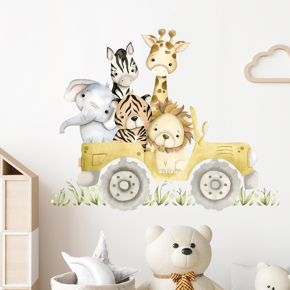 아기용 귀여운 동물 드라이브 지프 벽 스티커, 만화 사 - Baby Nursery Giraffe 리뷰 및 가격