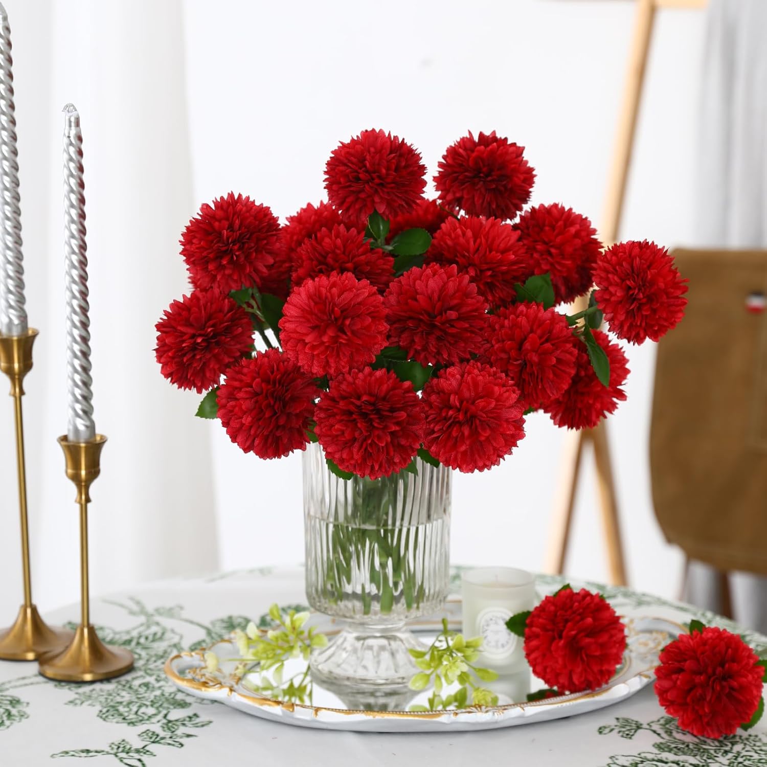 5/10Pcs 실크 볼 국화 웨딩 인공 꽃 장식 분재  - Baby Nursery Decor Ideas 리뷰 및 가격