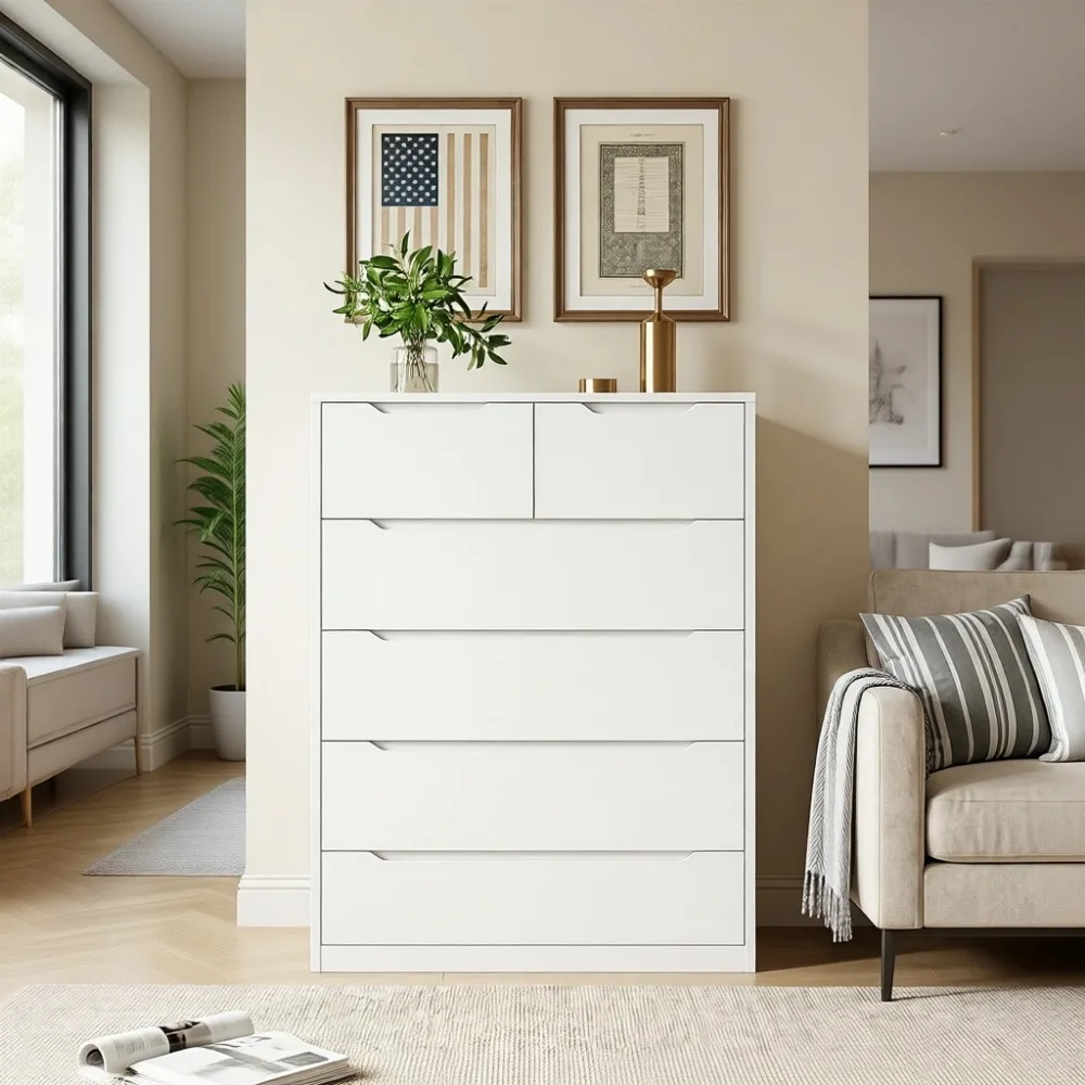침실, 현관, 복도용 6개의 나무 서랍이 있는 흰색 서 - Drawer Dresser White 리뷰 및 가격