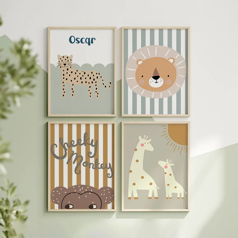 만화 기린 표범 사자 원숭이 뱀 보육 벽 아트 캔버스  - Baby Nursery Giraffe 리뷰 및 가격