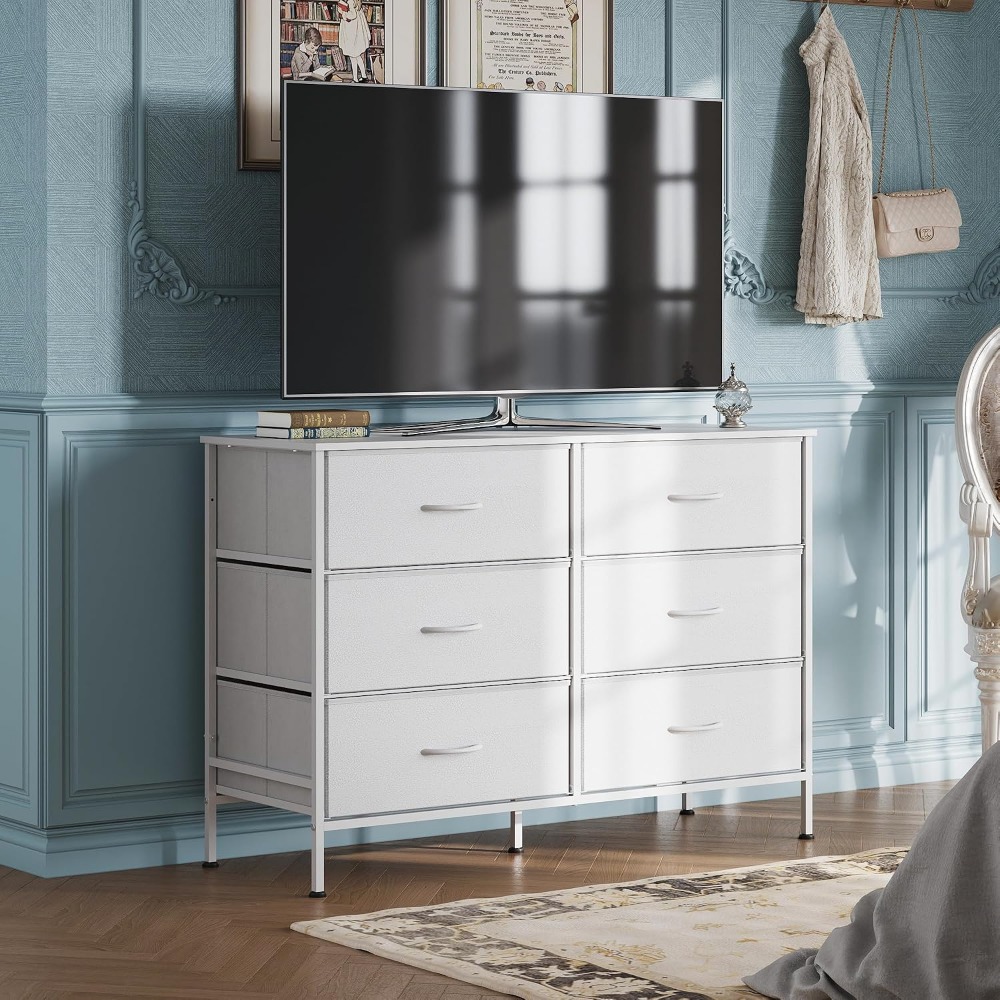 6개의 서랍이 있는 넓은 서랍장, 50인치 TV 스탠드 - Drawer Dresser White 리뷰 및 가격