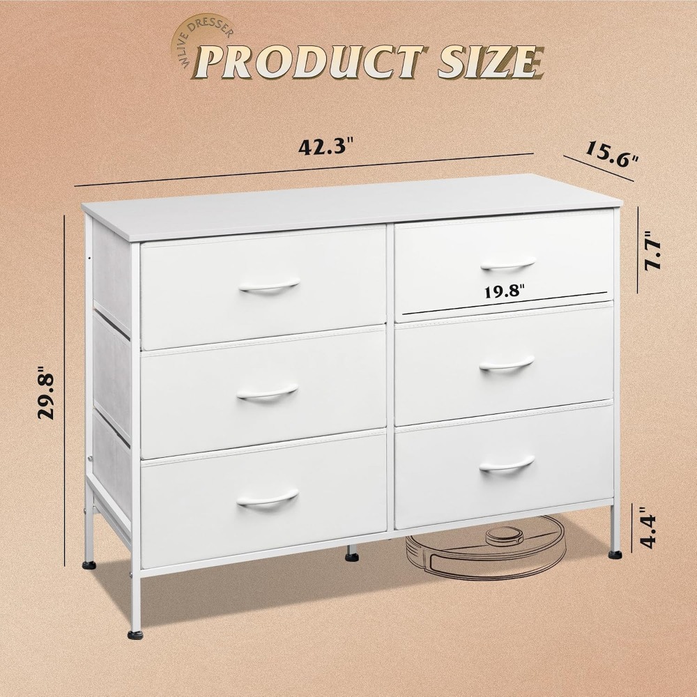6개의 서랍이 있는 넓은 서랍장, 50인치 TV 스탠드 - Drawer Dresser White 리뷰 및 가격