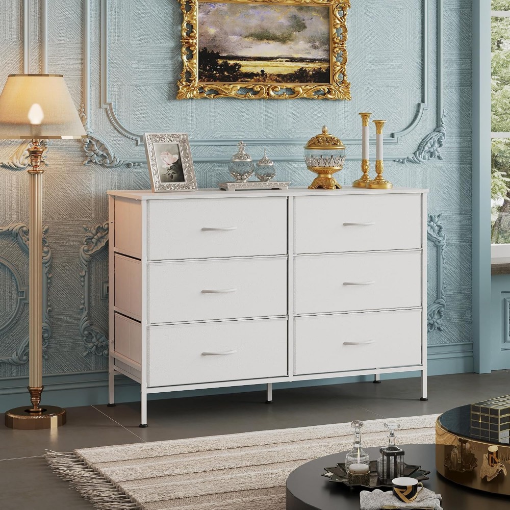 6개의 서랍이 있는 넓은 서랍장, 50인치 TV 스탠드 - Drawer Dresser White 리뷰 및 가격