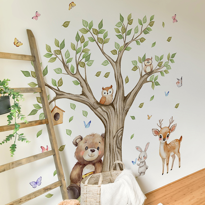 만화 정글 동물 공원 벽 스티커 DIY 비닐 갈색 곰  - Baby Nursery Diy 리뷰 및 가격