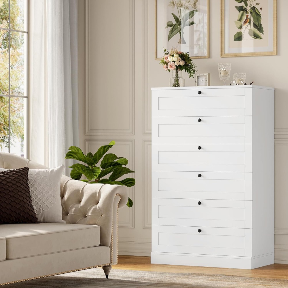 정교한 화이트 6서랍 침실용 서랍장, 52인치 높이 서 - Drawer Dresser White 리뷰 및 가격