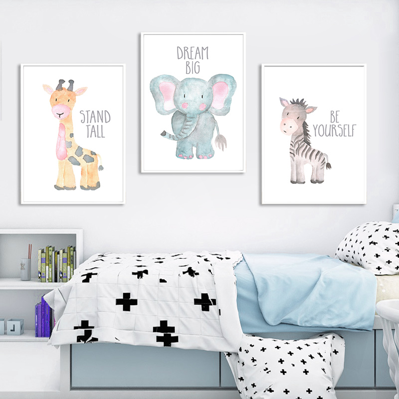 아기 동물 사자 코끼리 기린 캔버스 포스터, 보육원 벽 - Baby Nursery Giraffe 리뷰 및 가격
