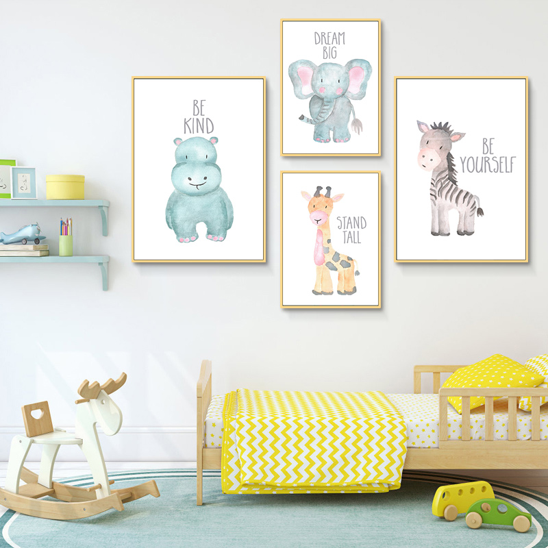 아기 동물 사자 코끼리 기린 캔버스 포스터, 보육원 벽 - Baby Nursery Giraffe 리뷰 및 가격