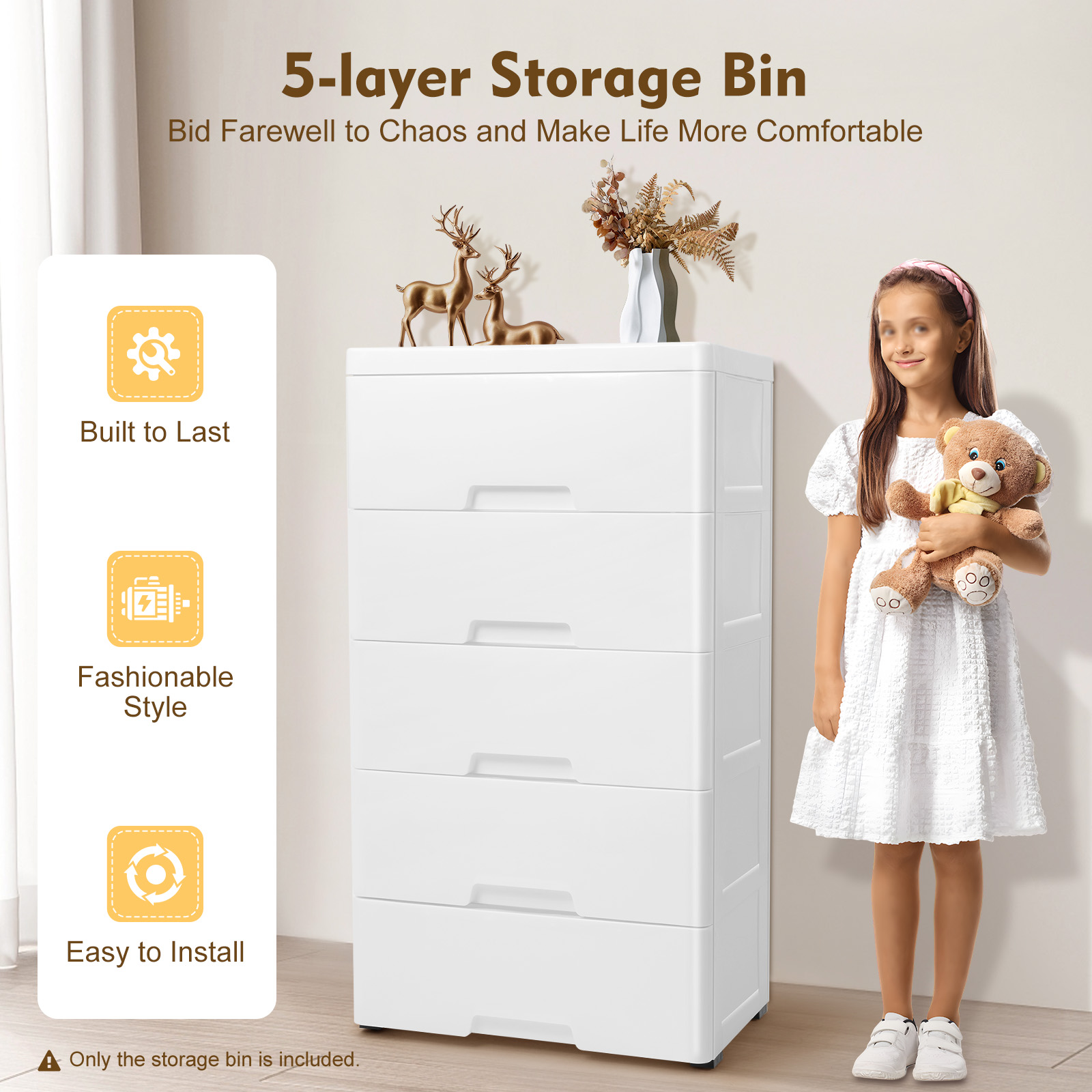 5단 대용량 수납장 플라스틱 서랍장 화이트 4륜 이동식 - Drawer Dresser White 리뷰 및 가격