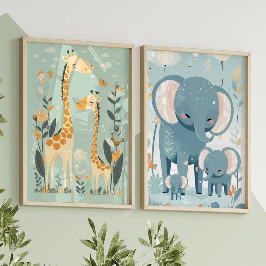 사자 사슴 기린 투칸 여우 고슴도치 보육원 벽 예술 캔 - Baby Nursery Giraffe 리뷰 및 가격