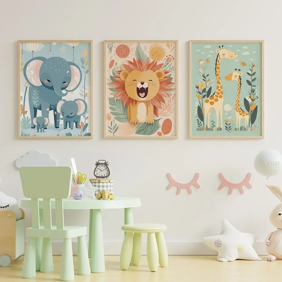 사자 사슴 기린 투칸 여우 고슴도치 보육원 벽 예술 캔 - Baby Nursery Giraffe 리뷰 및 가격